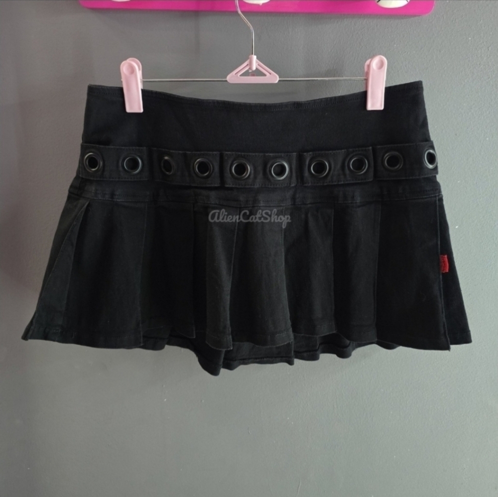 Black Mini Skirt with Grommet Detail